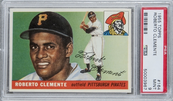 1955 Topps #164 Roberto Clemente Rookie Card - PSA MINT 9